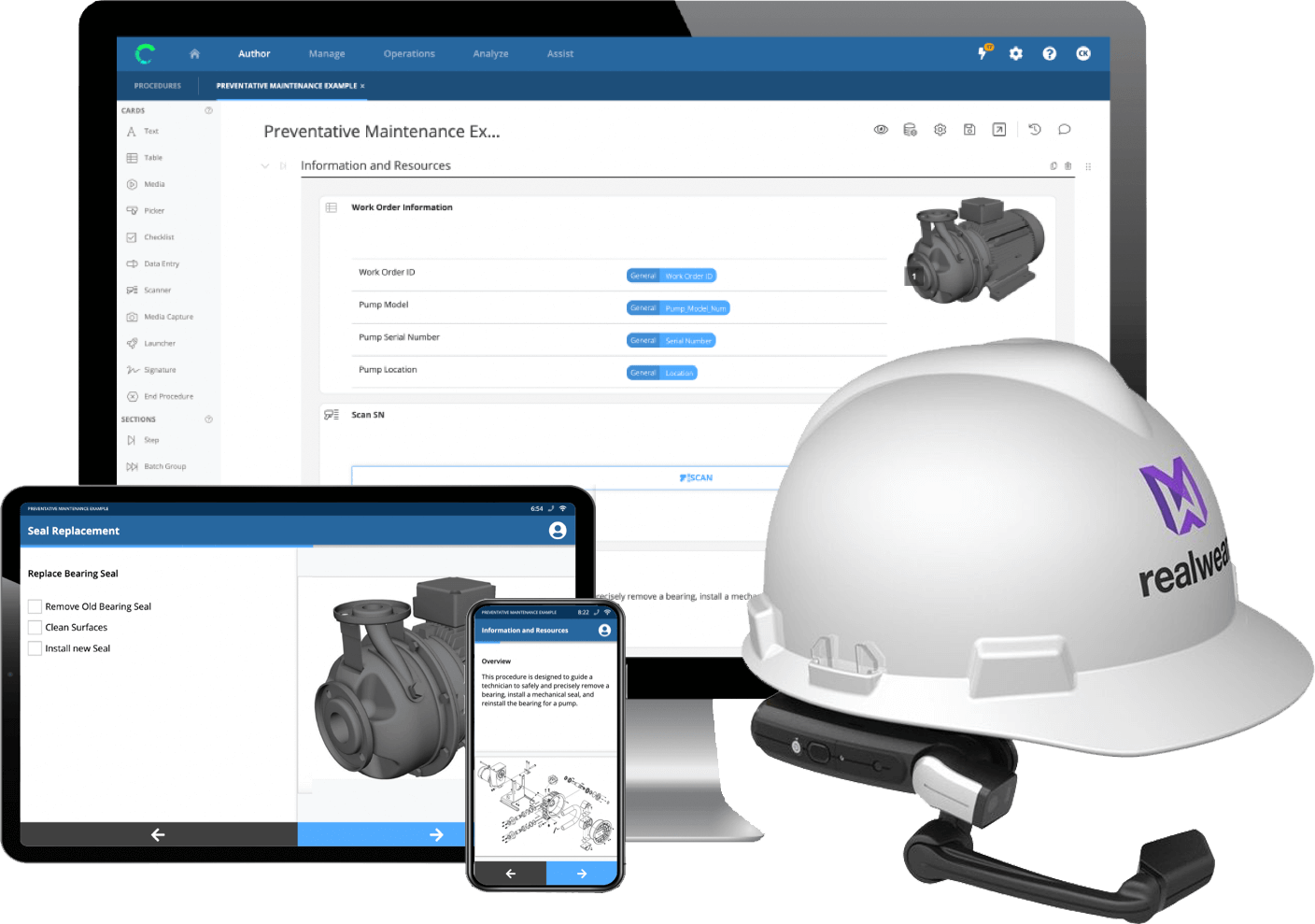 Digitale Arbeitsanweisungen der Augmentir-Plattform. .