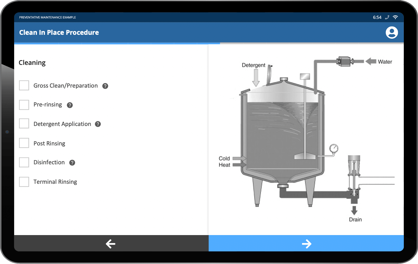 liste de contrôle de maintenance autonome