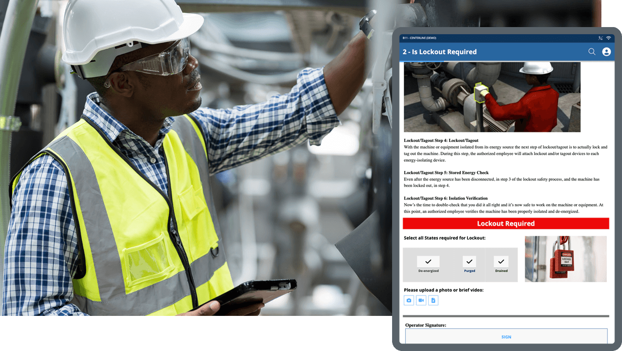 digital lockout tagout procedure using augmentir