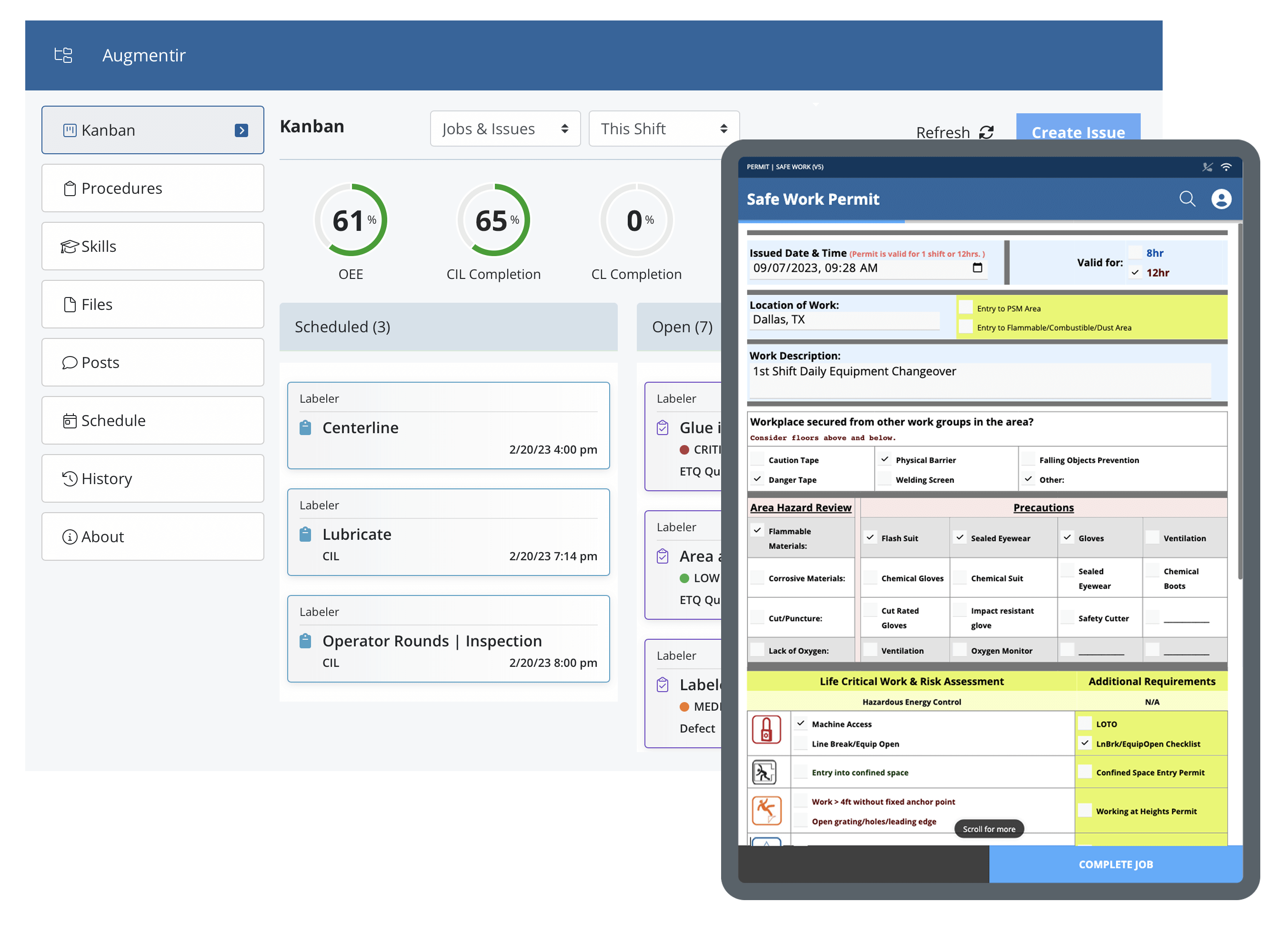 digital safe work permit on mobile tablet