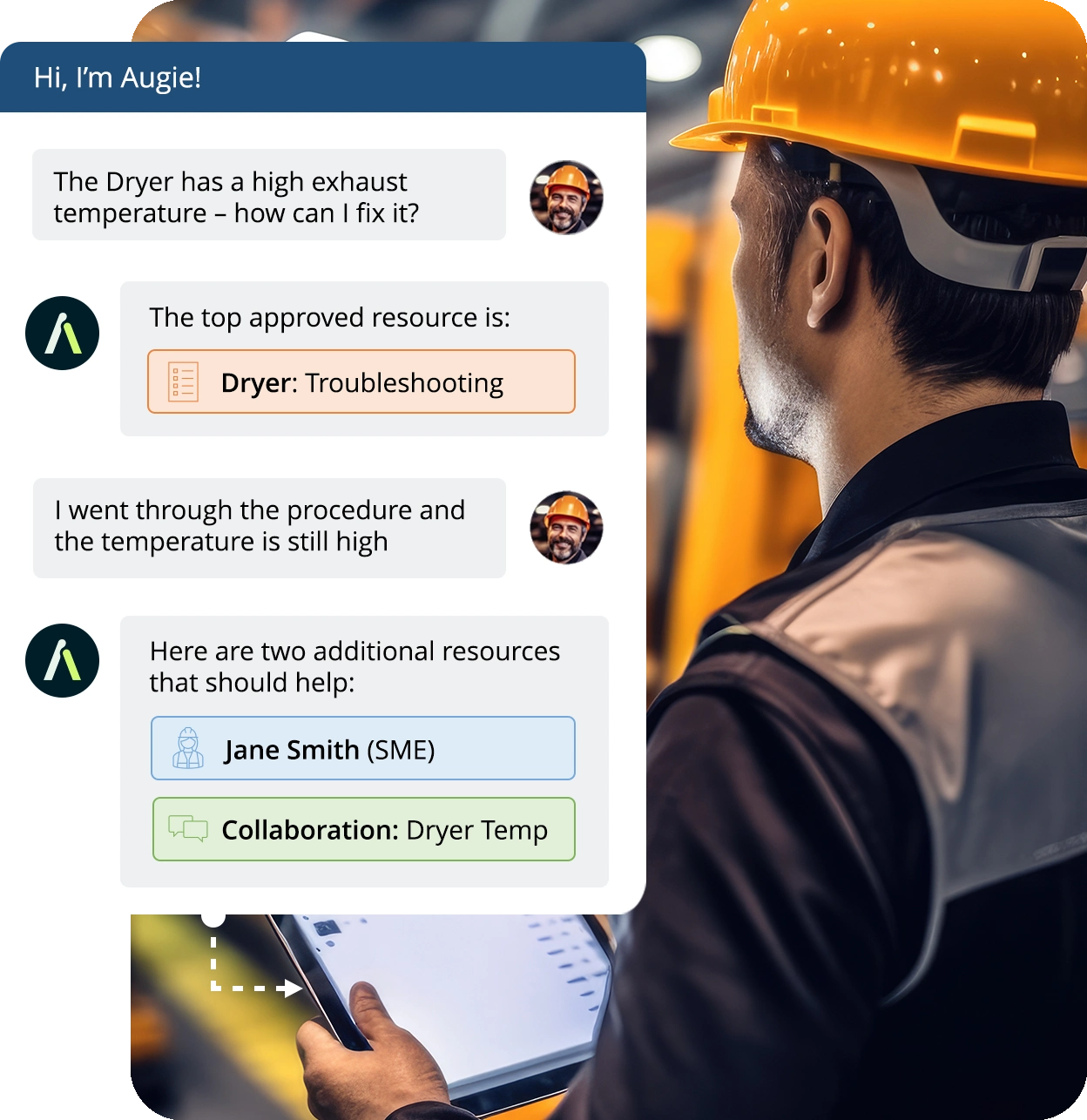 augie gen ai assistant industriel dépannage