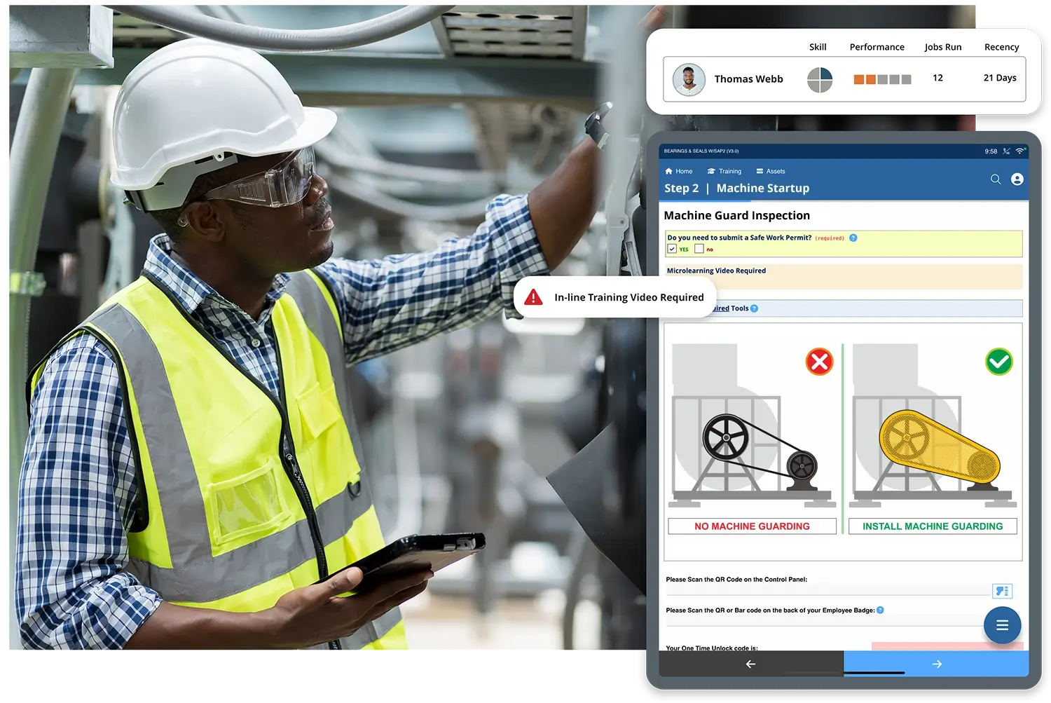 machine guard inspection on mobile device
