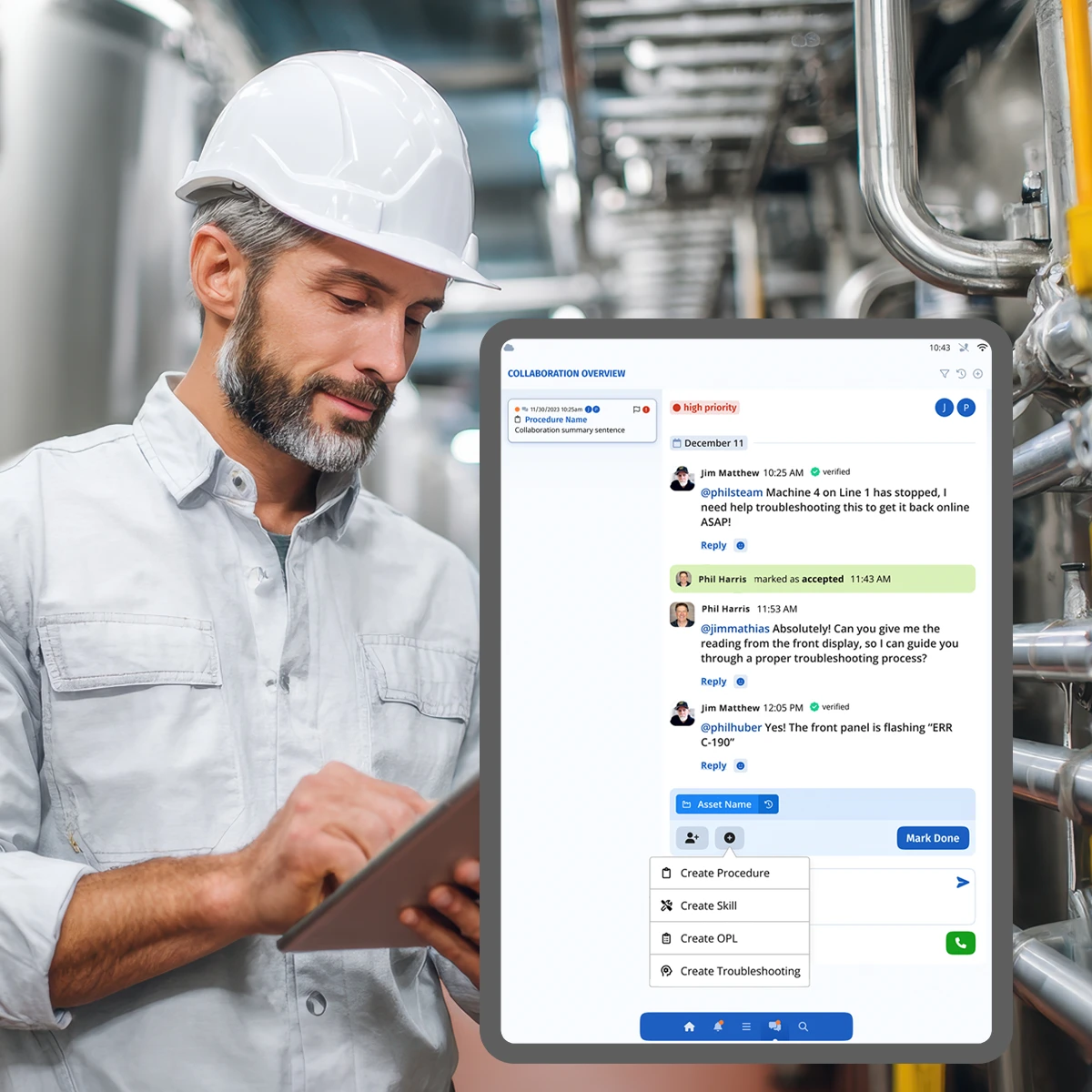 worker collaboration in dairy manufacturing with connected worker technology