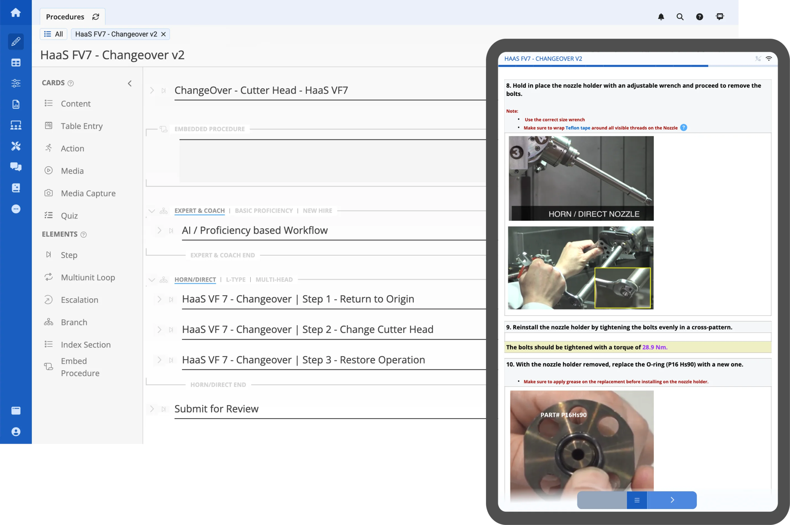 quick changeover with digital connected worker tools from augmentir