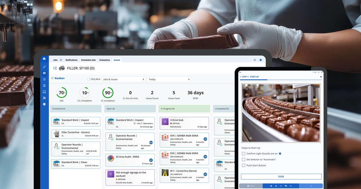 Schokoladenproduktionslinie mit angeschlossenem Arbeiter